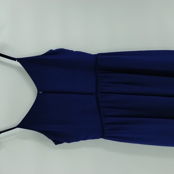 Everly navy blue spaghetti strap zip up mini dress size medium lined - Picture 2 of 6